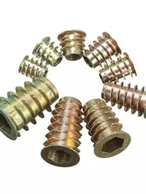 D-nut, Wood Insert Nut, Zinc Plated, Socket Hex Drive Head, Furniture Nut, Furniture Nut Cabinet Connecting Screw (Pack of 100)